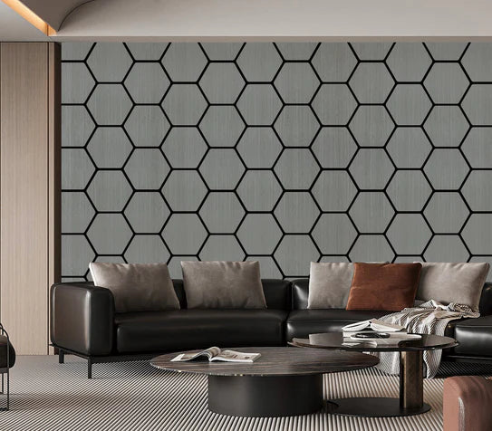 Acoustic Light Grey Hexagon Media Wall Panels Pack Of x12 70cm x 60cm