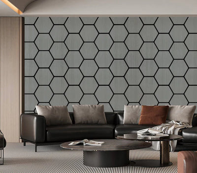 Acoustic Light Grey Hexagon Media Wall Panels Pack Of x12 70cm x 60cm