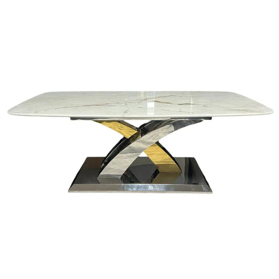 Lucy X Leg Gold Marble 120cm Coffee Table In 2 Colours