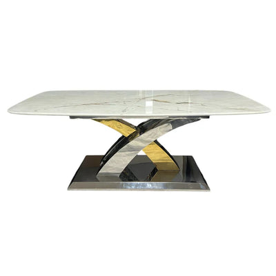 Lucy X Leg Gold Marble 120cm Coffee Table In 2 Colours