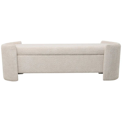 Libra Interiors Waverly Bench in White-Taupe Boucle
