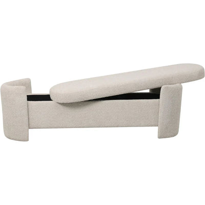 Libra Interiors Waverly Bench in White-Taupe Boucle
