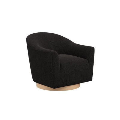 Manhattan Designs Daphne Swivel Chair in Black Boucle