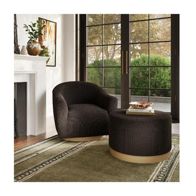 Manhattan Designs Daphne Swivel Chair in Black Boucle