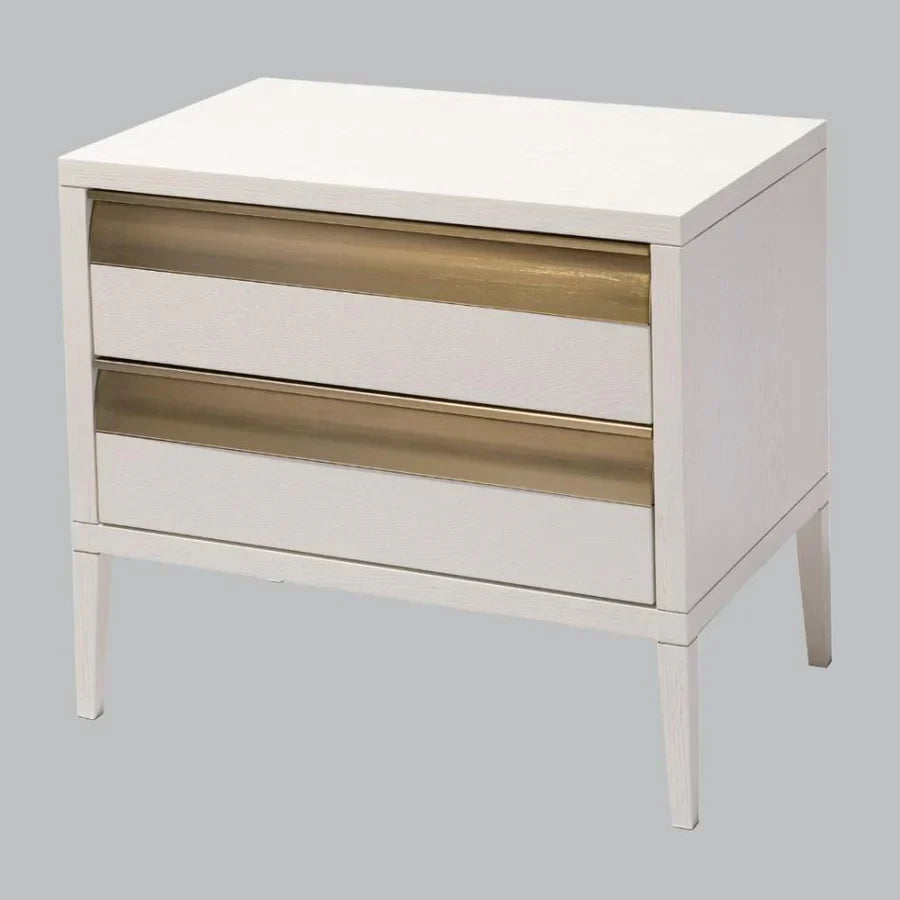 Cleo 2 Drawer Side Table with Antique Brass