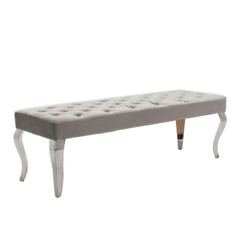Louis Grey Plush Velvet 170cm Bench Only
