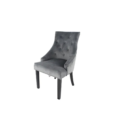 Phoenix 180cm White Ceramic Marble Dining Table With Grey Velvet Black Ring Chairs