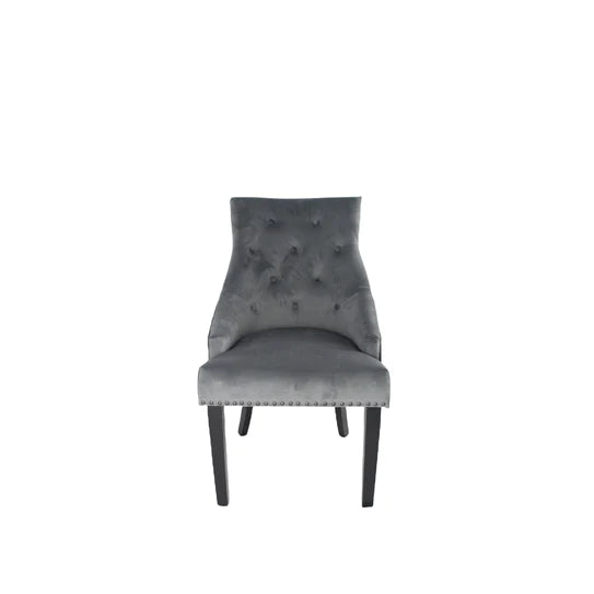 Phoenix 180cm White Ceramic Marble Dining Table With Grey Velvet Black Ring Chairs