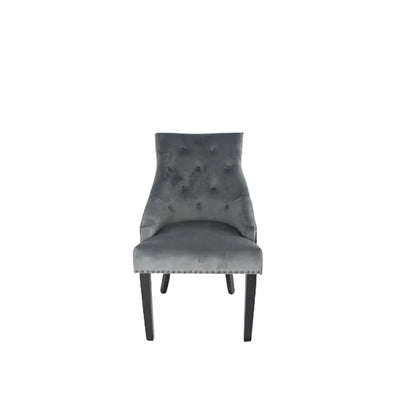 Phoenix 180cm White Ceramic Marble Dining Table With Grey Velvet Black Ring Chairs