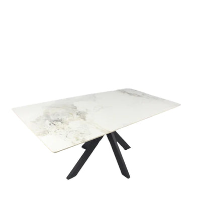 Phoenix 150cm White Ceramic Marble Fixed Dining Table