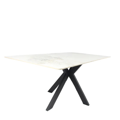 Phoenix 150cm White Ceramic Marble Fixed Dining Table