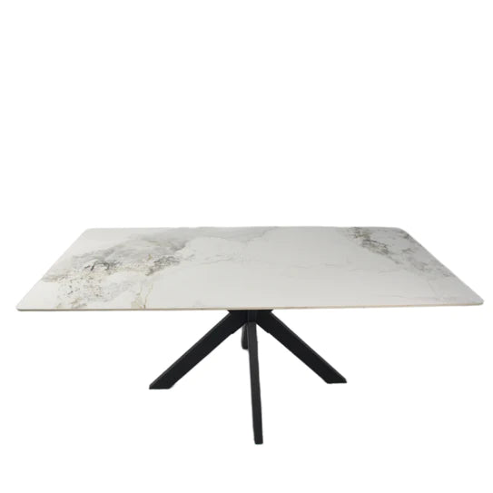 Phoenix 150cm White Ceramic Marble Fixed Dining Table