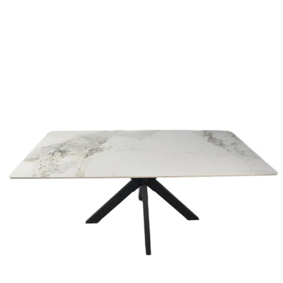Phoenix 150cm White Ceramic Marble Fixed Dining Table