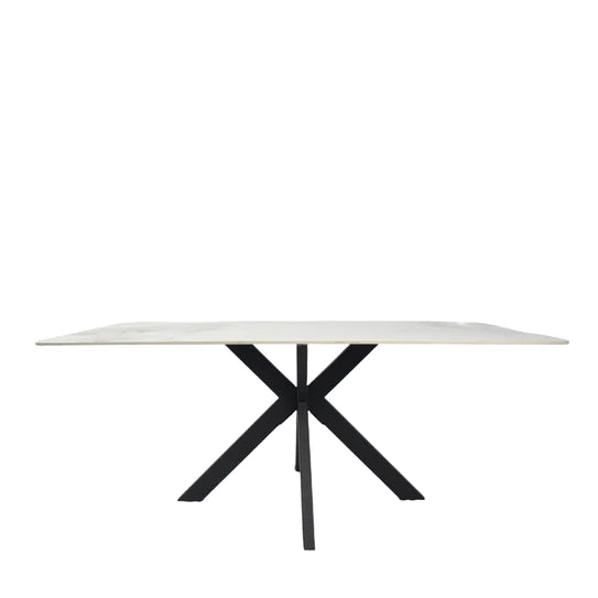 Phoenix 150cm White Ceramic Marble Fixed Dining Table