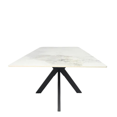 Phoenix 150cm White Ceramic Marble Fixed Dining Table