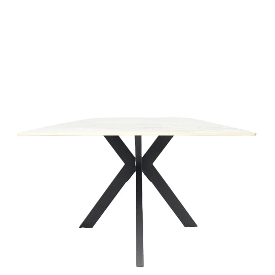 Phoenix 150cm White Ceramic Marble Fixed Dining Table