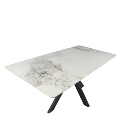 Phoenix 150cm White Ceramic Marble Fixed Dining Table