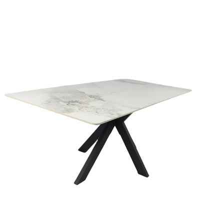 Phoenix 150cm White Ceramic Marble Fixed Dining Table