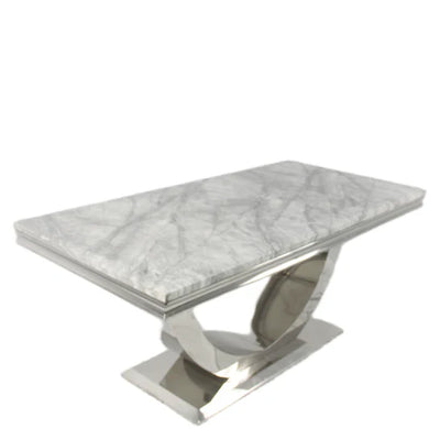 Arial 200CM Marble & Chrome Dining Table - 6 Colours