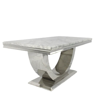 Arial 200CM Marble & Chrome Dining Table - 6 Colours