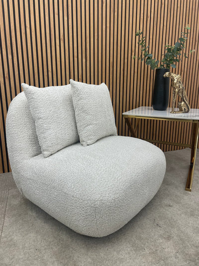 The Wave Boucle Premium Accent Swivel Boucle Fabric Chair In 6 Colours