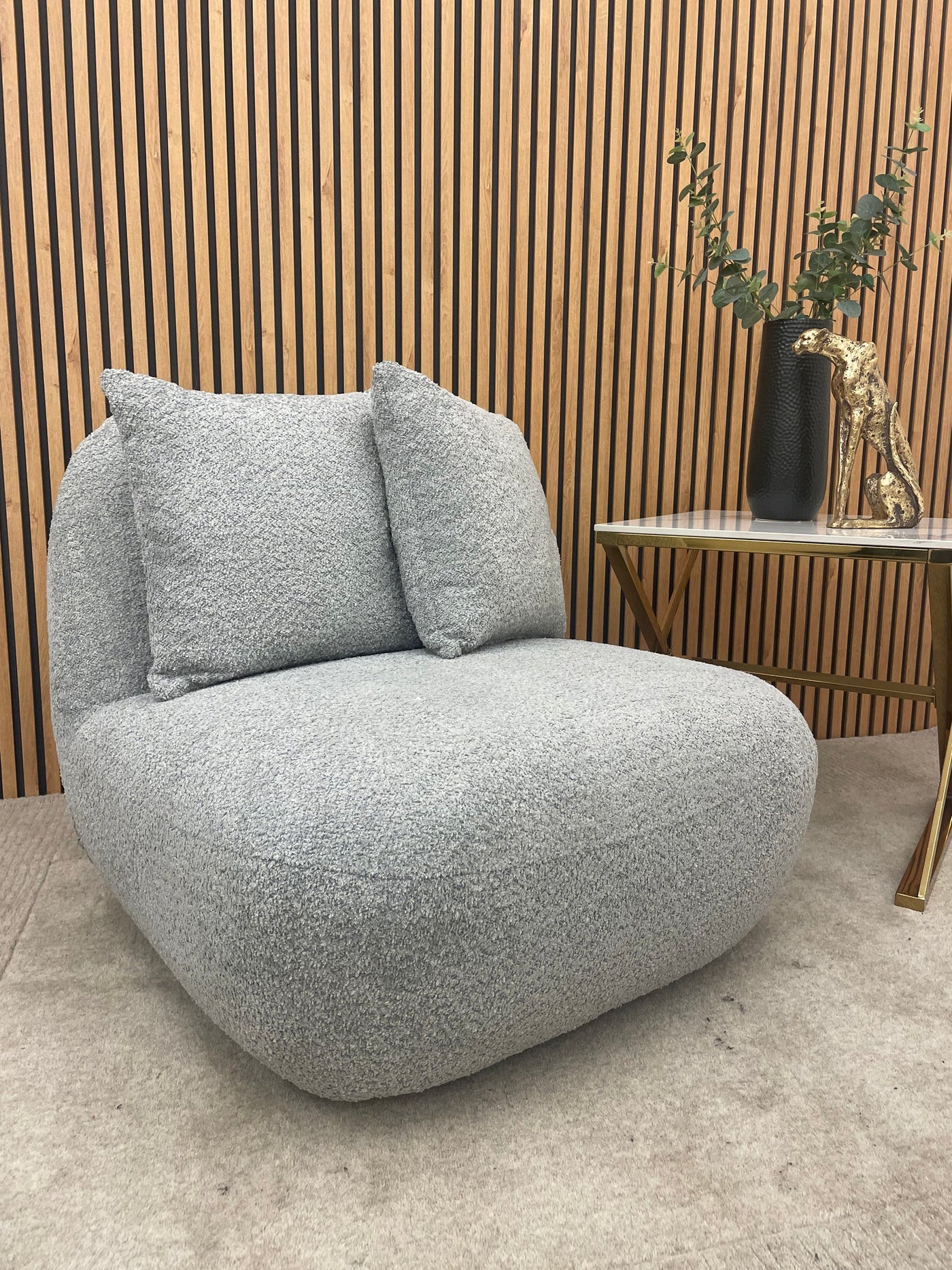 The Wave Boucle Premium Accent Swivel Boucle Fabric Chair In 6 Colours