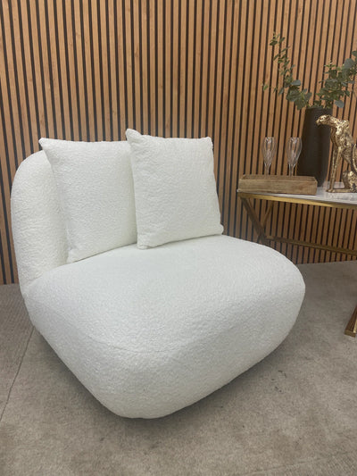 The Wave Boucle Premium Accent Swivel Boucle Fabric Chair In 6 Colours