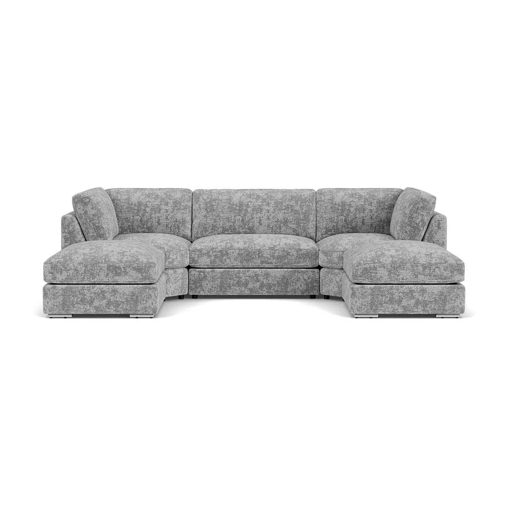 Bishop Fullback Sofa Platinum Fabric U Shape Corner Sofa