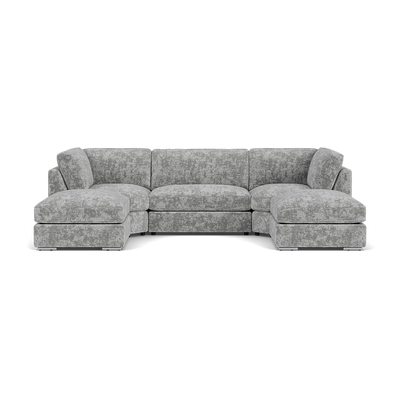 Bishop Fullback Sofa Platinum Fabric U Shape Corner Sofa