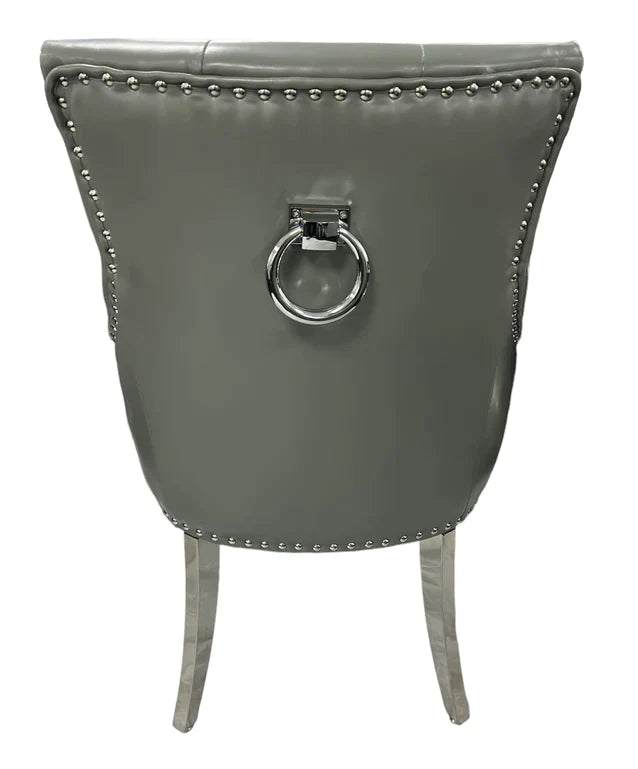 Grey PU Leather Chrome Ring Dining Chair
