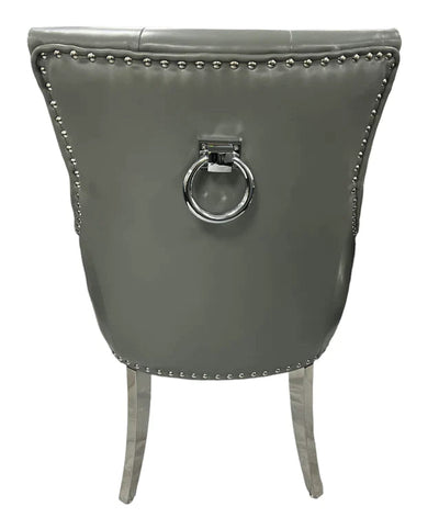 Grey PU Leather Chrome Ring Dining Chair