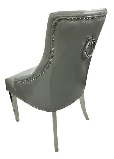 Grey PU Leather Chrome Ring Dining Chair