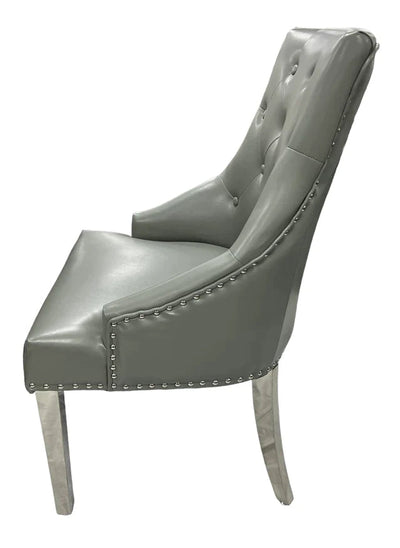 Grey PU Leather Chrome Ring Dining Chair