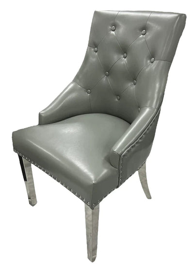 Grey PU Leather Chrome Ring Dining Chair