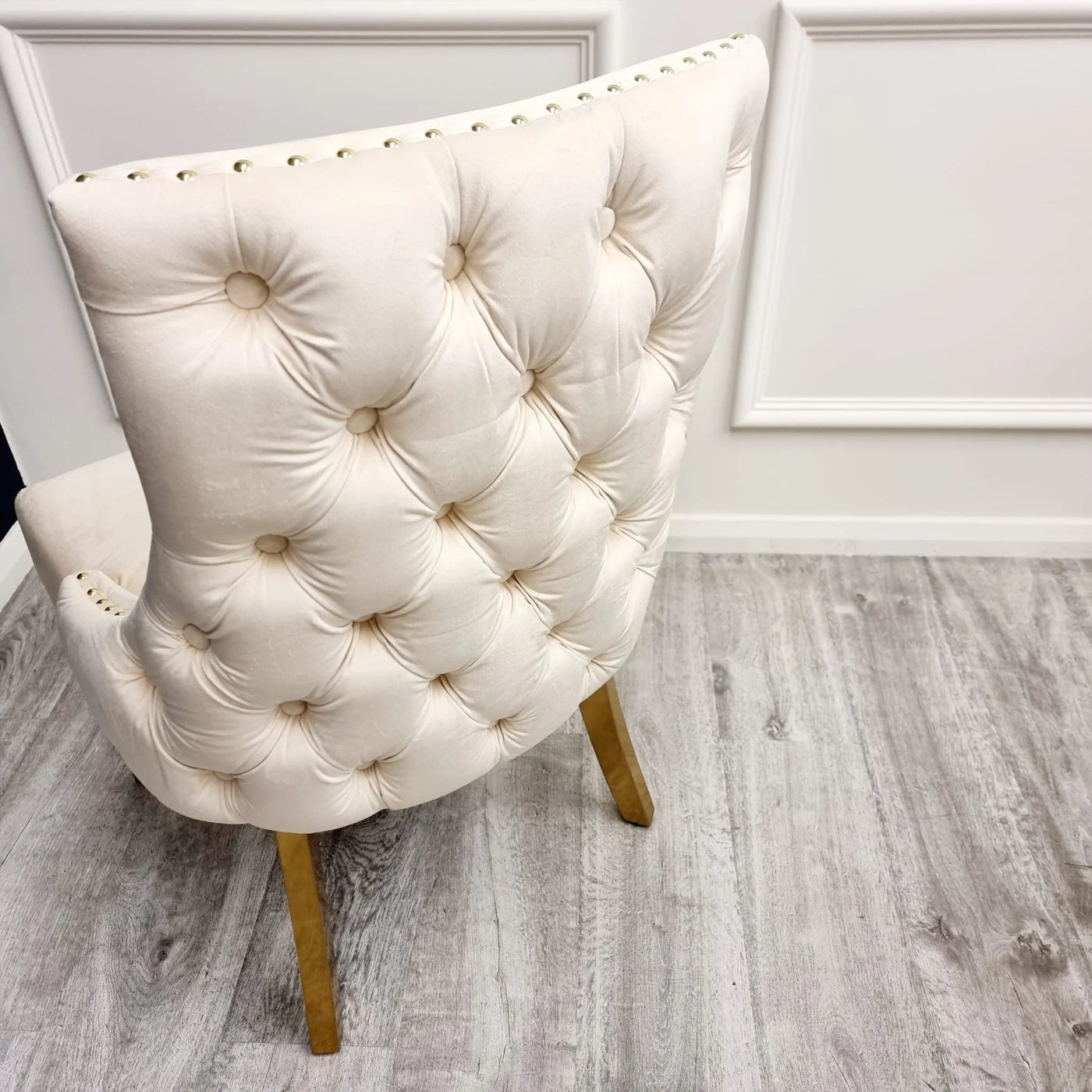 Orion 180cm Gold Dining Table With Kensington Cream/Gold Velvet Dining Chairs