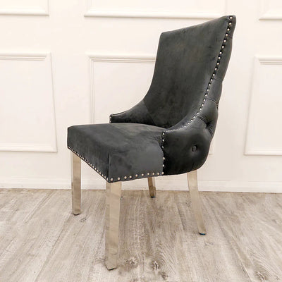 Louis Marble Dining Table With Kensington Button Back Velvet Dining Chairs