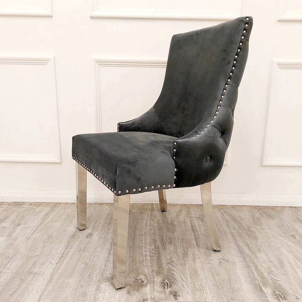 Lucien White 160cm Ceramic Marble Dining Table + Kensington Button Back Velvet Dining Chairs