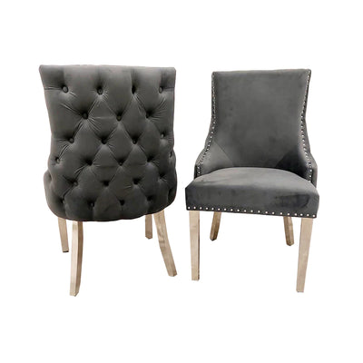 Louis Marble Dining Table With Kensington Button Back Velvet Dining Chairs