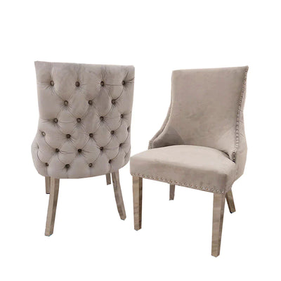 Lucien White 160cm Ceramic Marble Dining Table + Kensington Button Back Velvet Dining Chairs