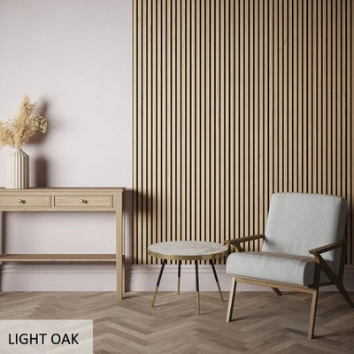 Acoustic Slatted Wall Panels Pack Of x4 240cm x 60cm - Range of Colours