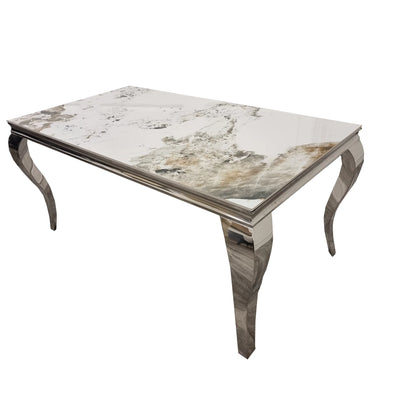 Louis Chrome Marble Dining Table In 7 Sizes & Colours