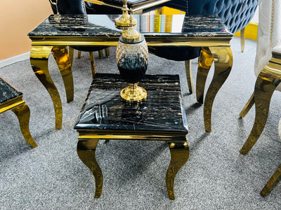Louis Black/Gold Marble Lamp End Table