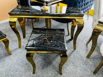 Louis Black/Gold Marble Lamp End Table
