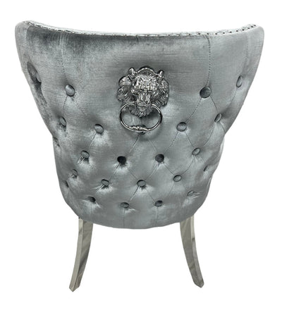 Venice 180cm Marble & Chrome Dining Table With Valente Lion Velvet Chairs