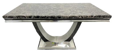 Arial 200CM Marble & Chrome Dining Table - 6 Colours