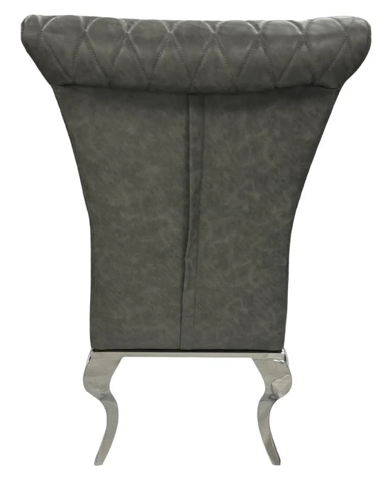 Louis Chrome Round Marble 130cm Dining Table With Nicole PU Leather Dining Chairs