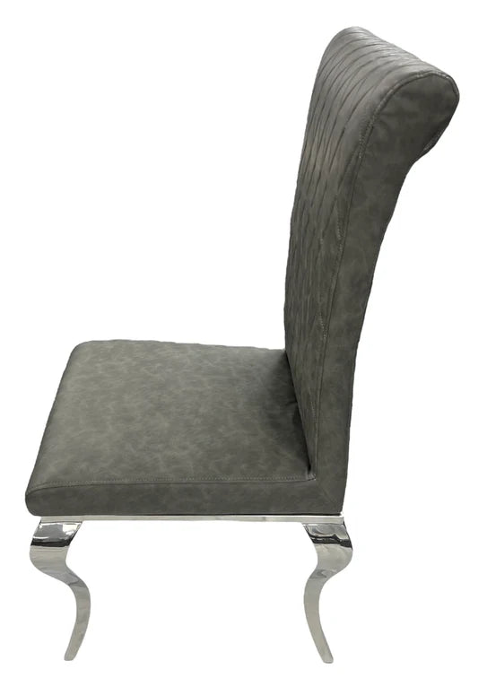 Nicole Dark Grey Leather Cross Stitch Dining Chair