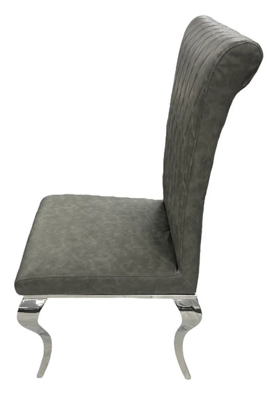 Nicole Dark Grey Leather Cross Stitch Dining Chair