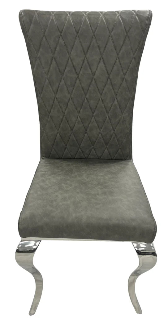 Nicole Dark Grey Leather Cross Stitch Dining Chair