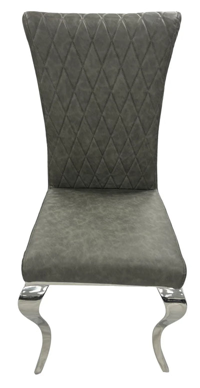 Nicole Dark Grey Leather Cross Stitch Dining Chair